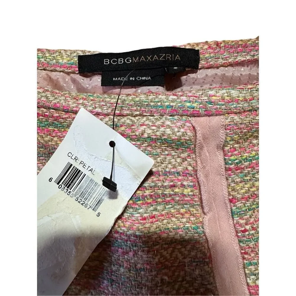 BCBGMaxazria 100% Silk Pink Multicolored A-line Pencil Skirt‎ Sz 6 NEW